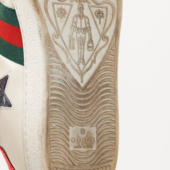 Gucci Ace Stars White Leather Low-Top Sneakers - Picture 5 of 13